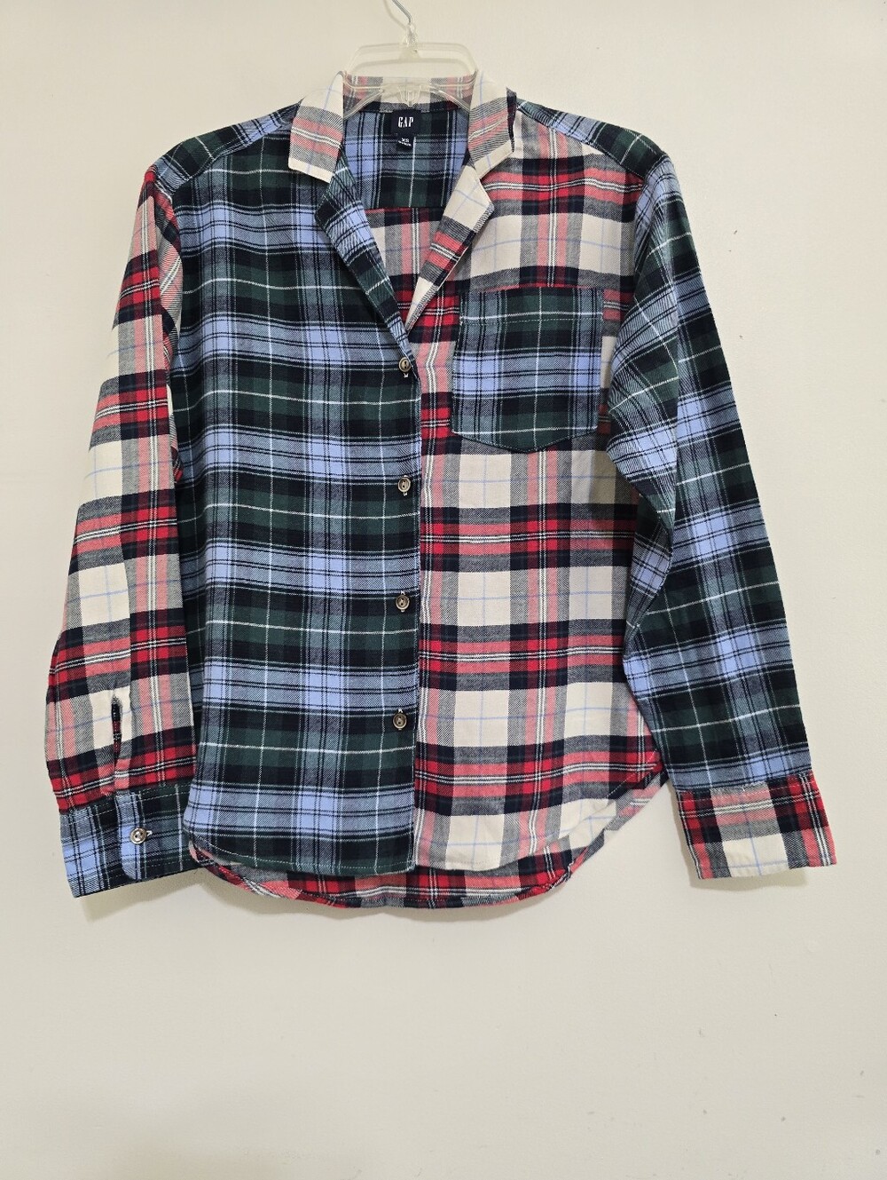 GAP size XS Long Sleeve Flannel Plaid Button Pajama Shirt Multicolor